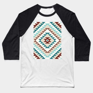 Aztec Motif Diamond Teals Creams Browns Baseball T-Shirt